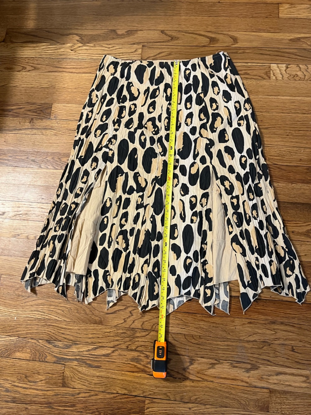 SPANNER Black and Beige Leopard-Print Midi Skirt